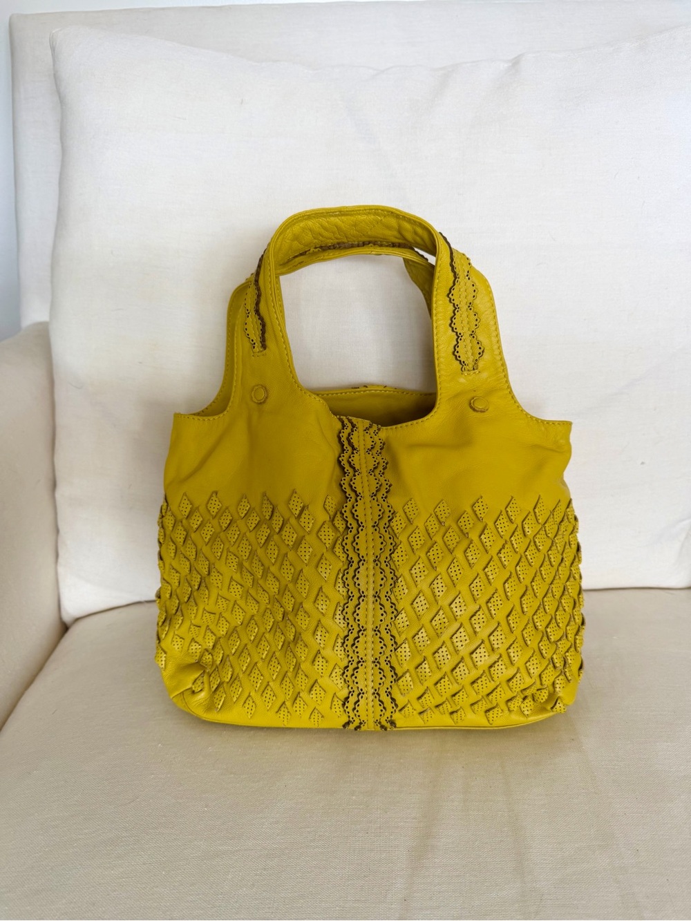 Vintage ASHNEIL Textured Mustard Yellow Mini Tote Bag